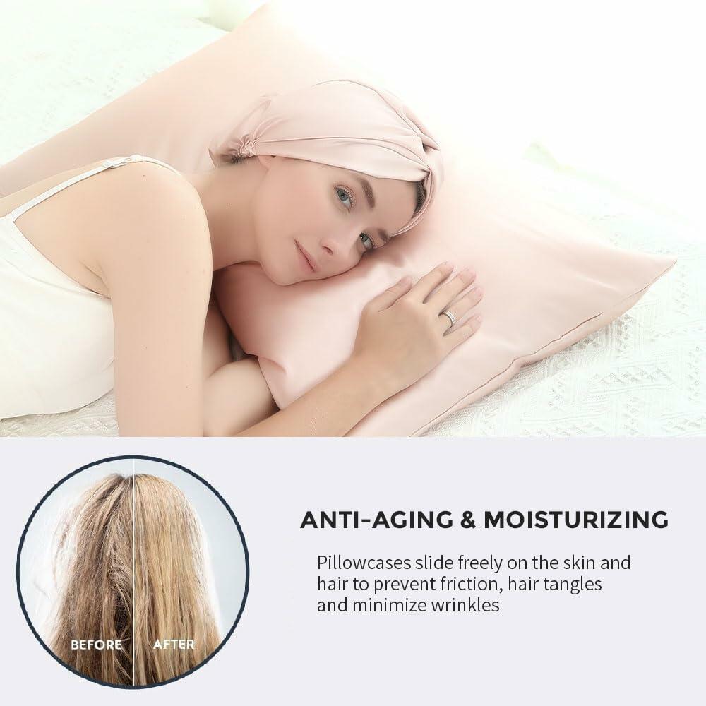 CHASESUN Silky Satin Pillowcase Envelope Closure Anti Wrinkle Champagne 29x20