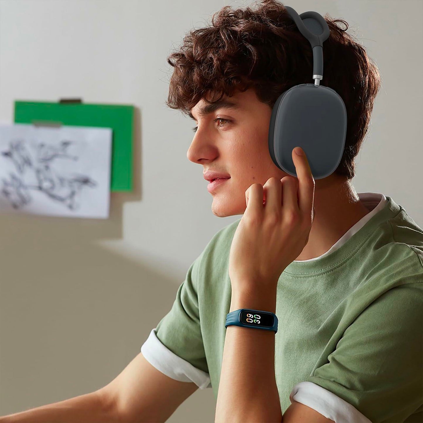 Vanjua AirPods Max Case Cover 3-in-1 Silicone Clear Cactus Color 2024/2020