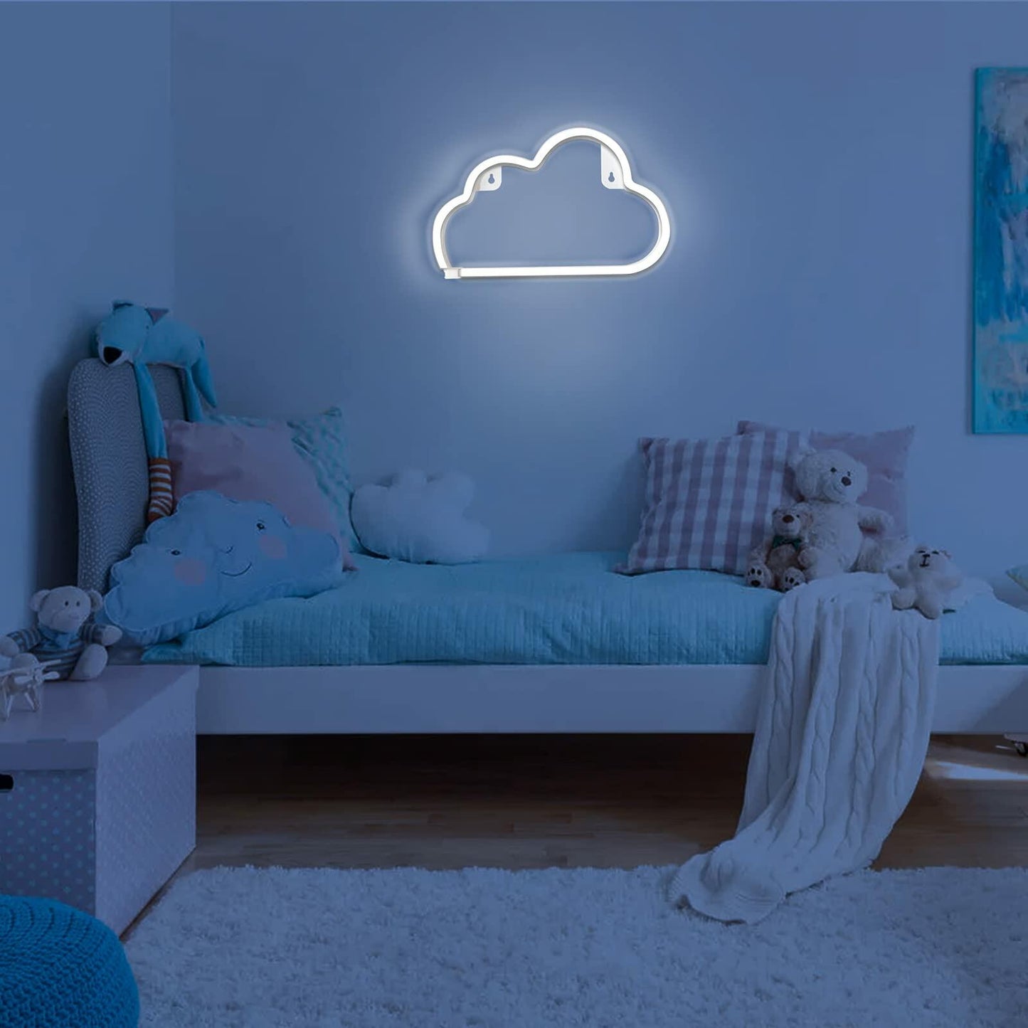 [Like New] BerniceKelly Cloud Neon Signs LED Wall Decor Battery USB Powered White