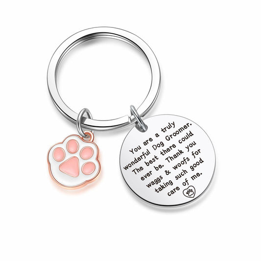 ZNOSVEI Dog Groomer Keychain Thank You Gift Stainless Steel Standard