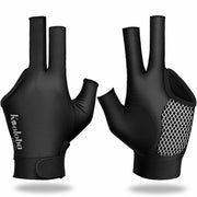 Kooloba Pool Glove Left Hand 3 Finger Snooker Billiards Adjustable Velcro Blue M
