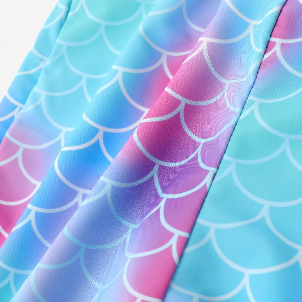 PATPAT Girls 2-Piece Tankini Swimsuit Set Light Green Fish Mermaid Size 6-7