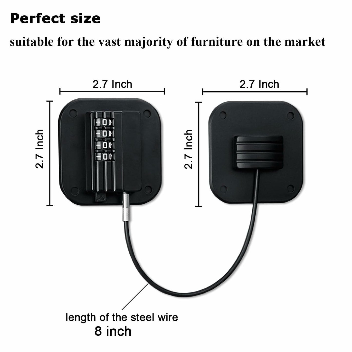 KIZZHISI Fridge Lock 2 Pack Child Safety Cabinet Lock Black 3M Adhesive