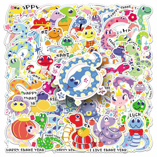 YINFENGKANHAI 50 Pcs Kawaii Snake Stickers Waterproof Vinyl Cartoon Decals