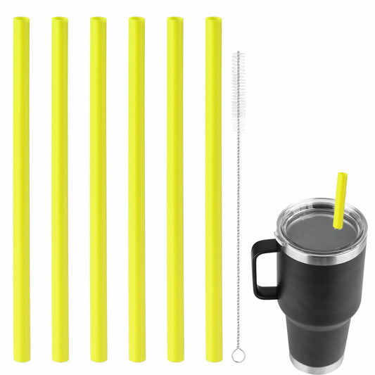 PEUTIER 6pcs Reusable Replacement Straws for Yeti Rambler 25/26/35oz Yellow