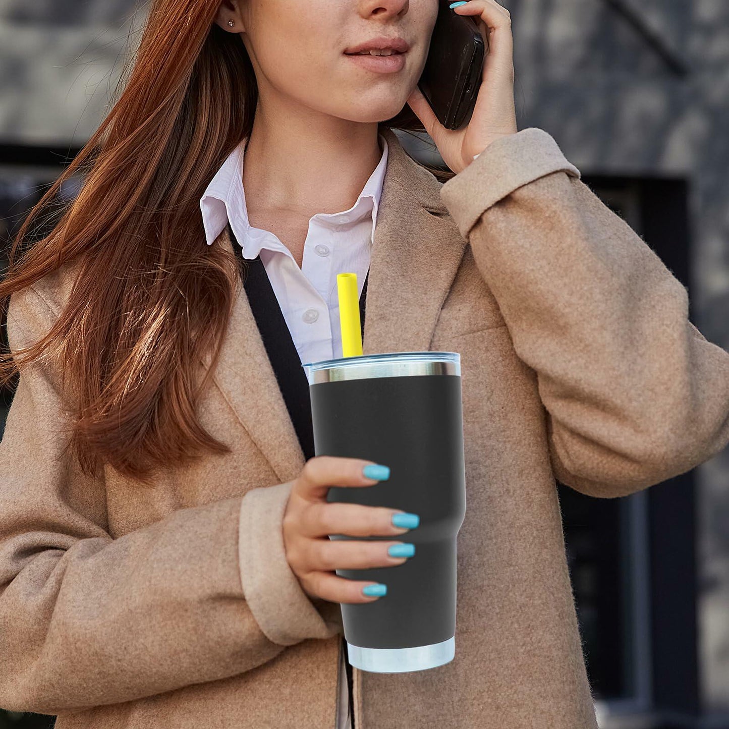 PEUTIER 6pcs Reusable Replacement Straws for Yeti Rambler 25/26/35oz Yellow