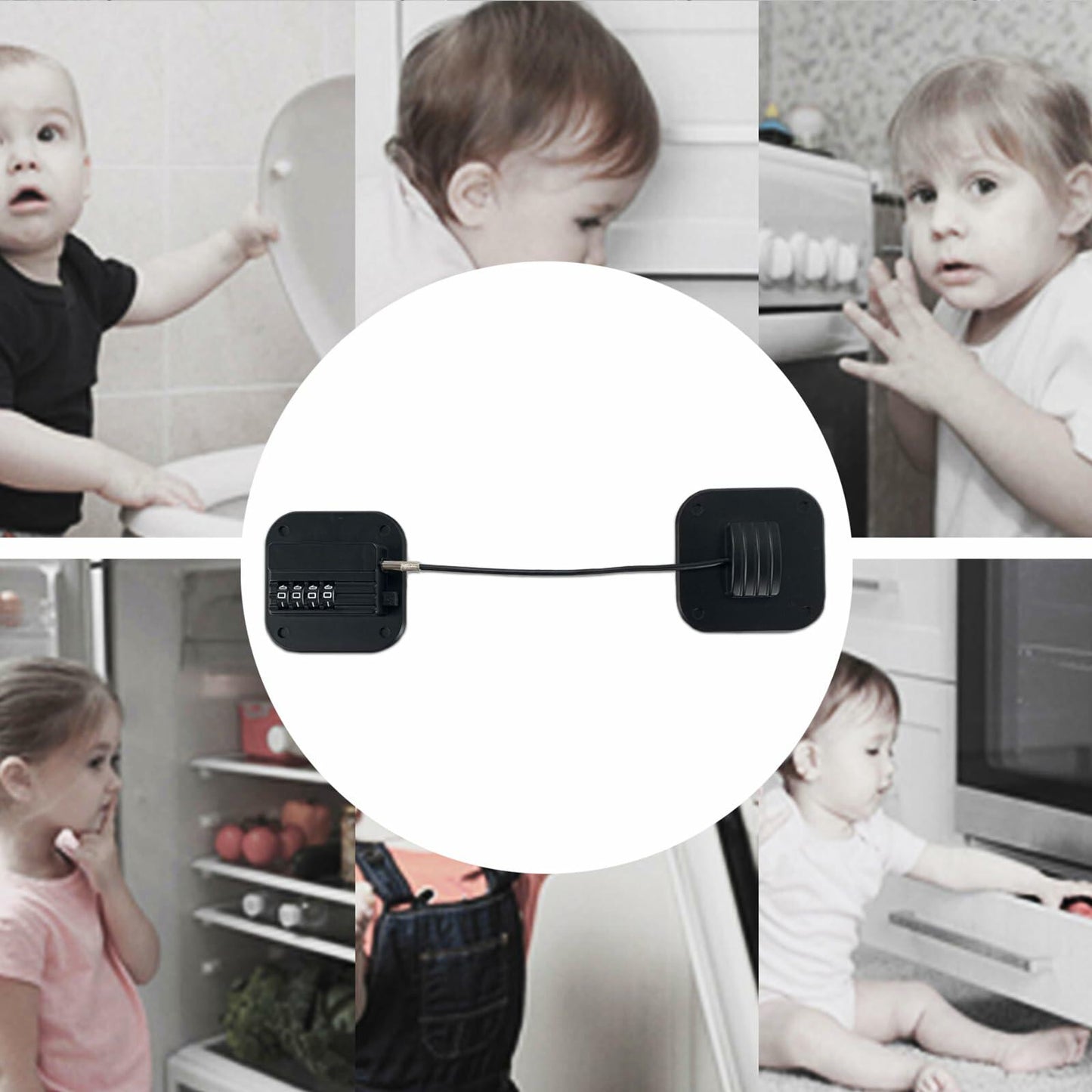 KIZZHISI Fridge Lock 2 Pack Child Safety Cabinet Lock Black 3M Adhesive