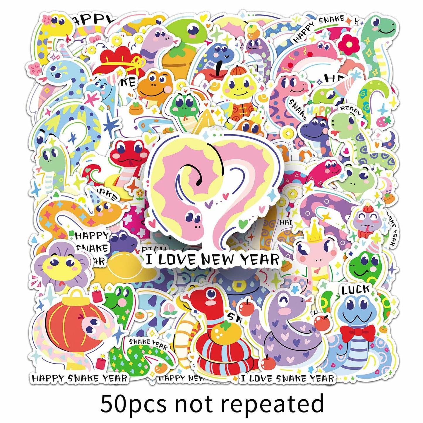 YINFENGKANHAI 50 Pcs Kawaii Snake Stickers Waterproof Vinyl Cartoon Decals