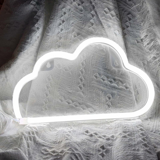 [Like New] BerniceKelly Cloud Neon Signs LED Wall Decor Battery USB Powered White