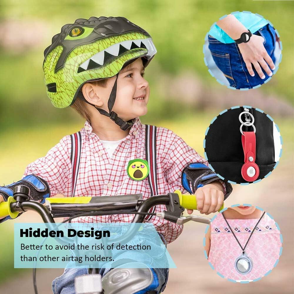 BIQIRE 2-Pack Airtag Pin Holder Kids Waterproof Case Avocado & Dinosaur