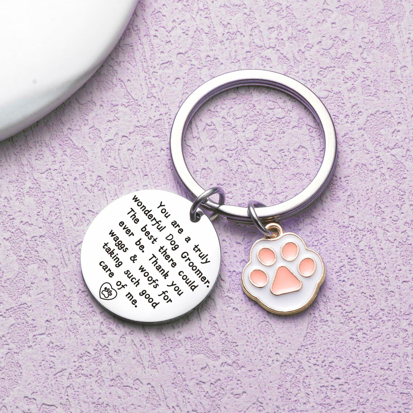 ZNOSVEI Dog Groomer Keychain Thank You Gift Stainless Steel Standard