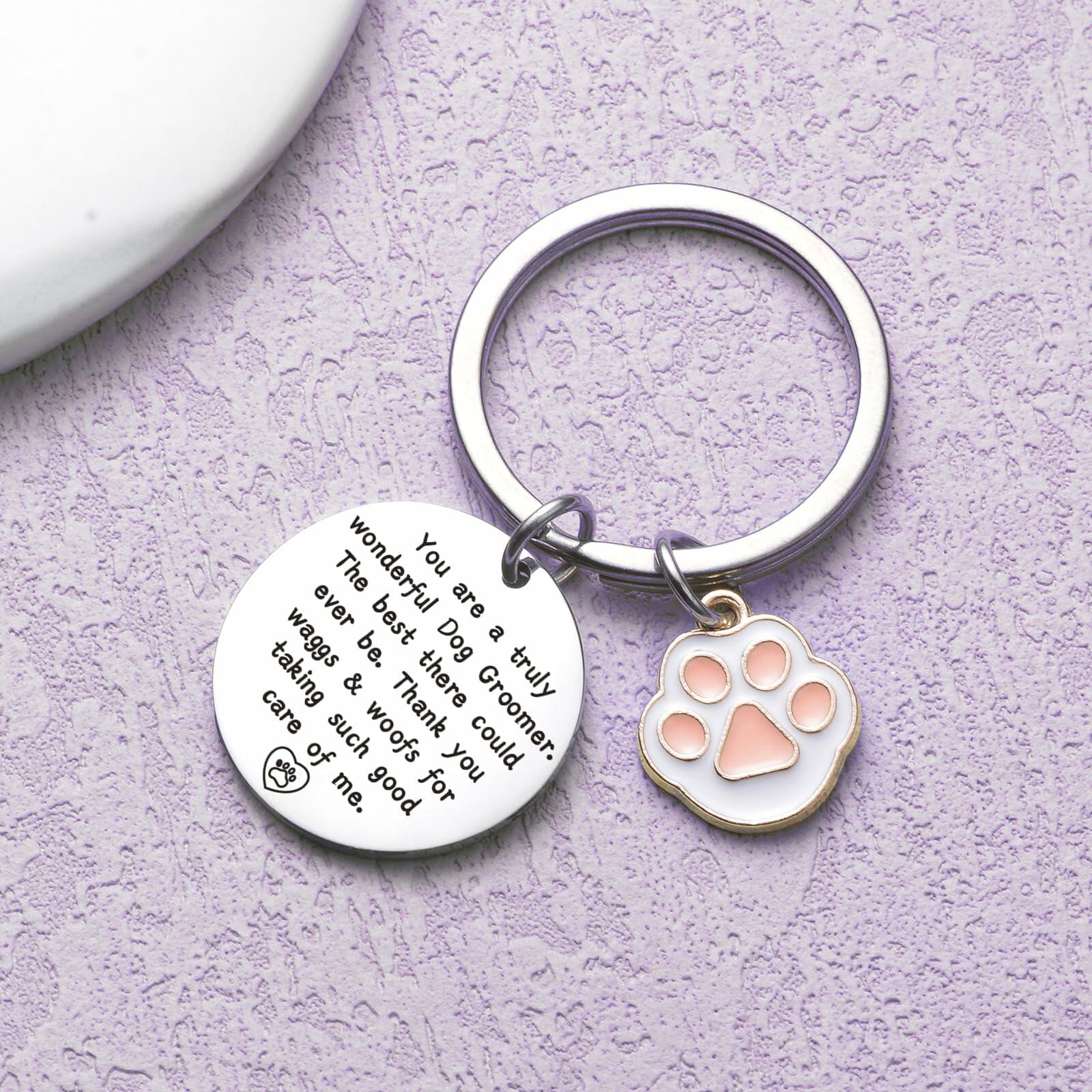 ZNOSVEI Dog Groomer Keychain Thank You Gift Stainless Steel Standard