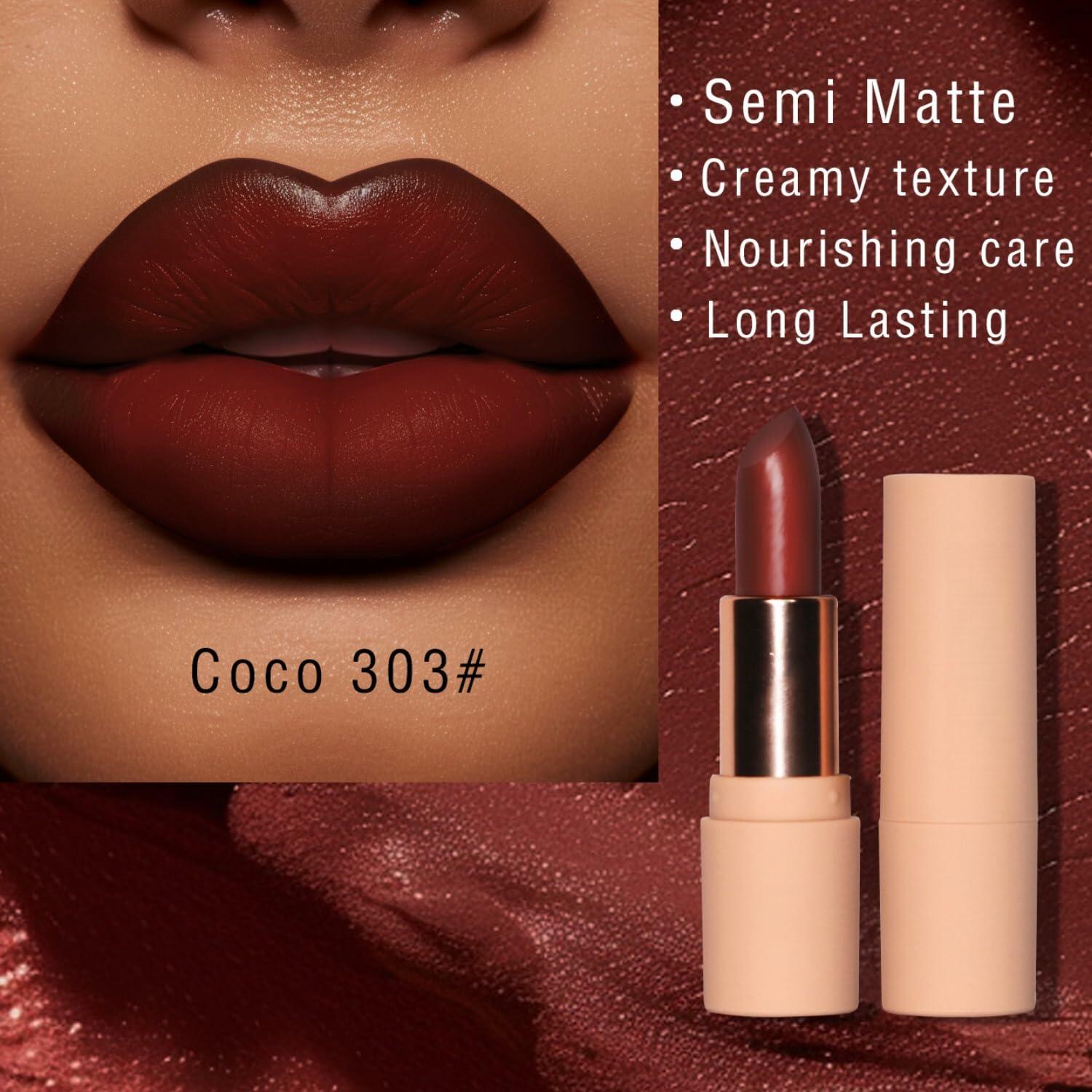 MAEPEOR Semi Matte Lipstick Creamy Natural Nude Color 303 0.71oz