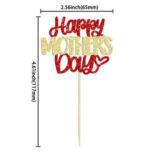 Ephlyn 24pcs Mother’s Day Cupcake Toppers Glitter Butterfly Pink Cake Decor