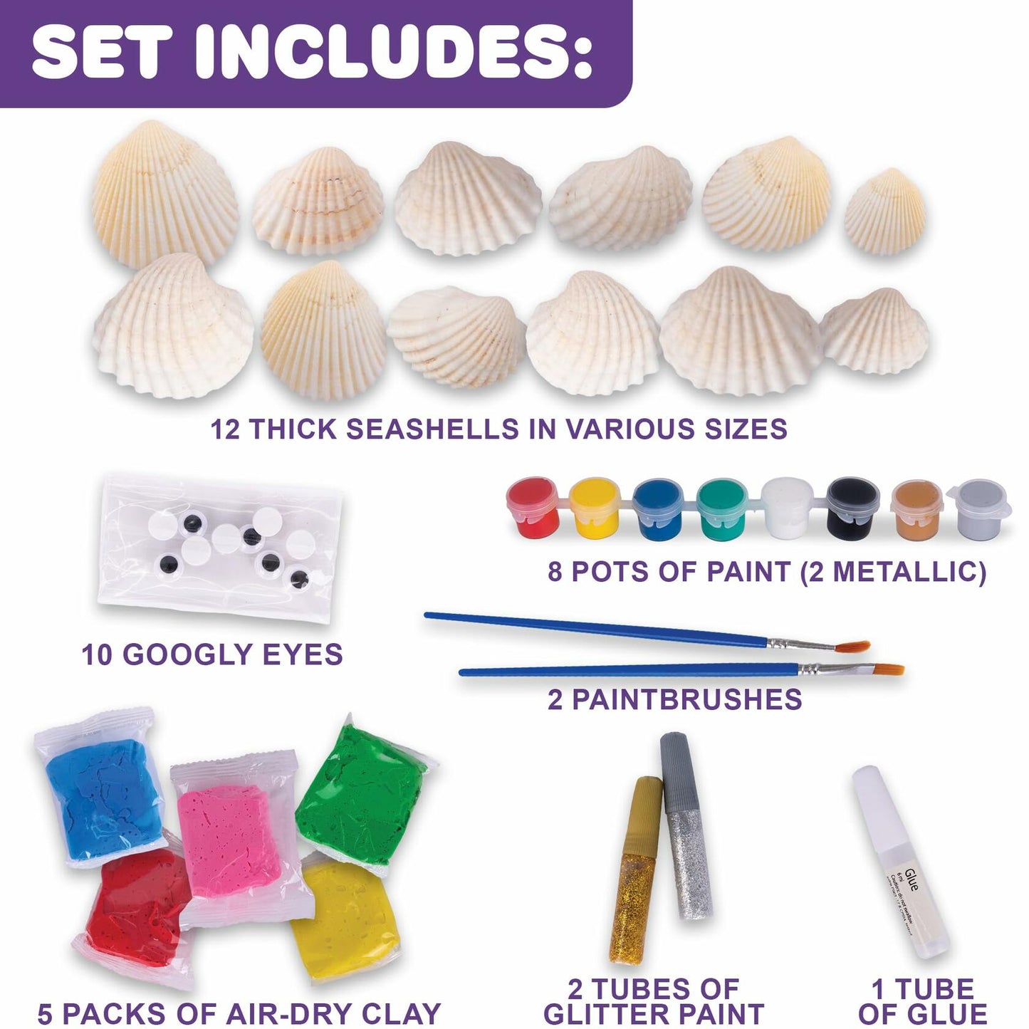 ArtCreativity Shell Painting Kit Kids Craft Supplies Creative Fun Ages 3+