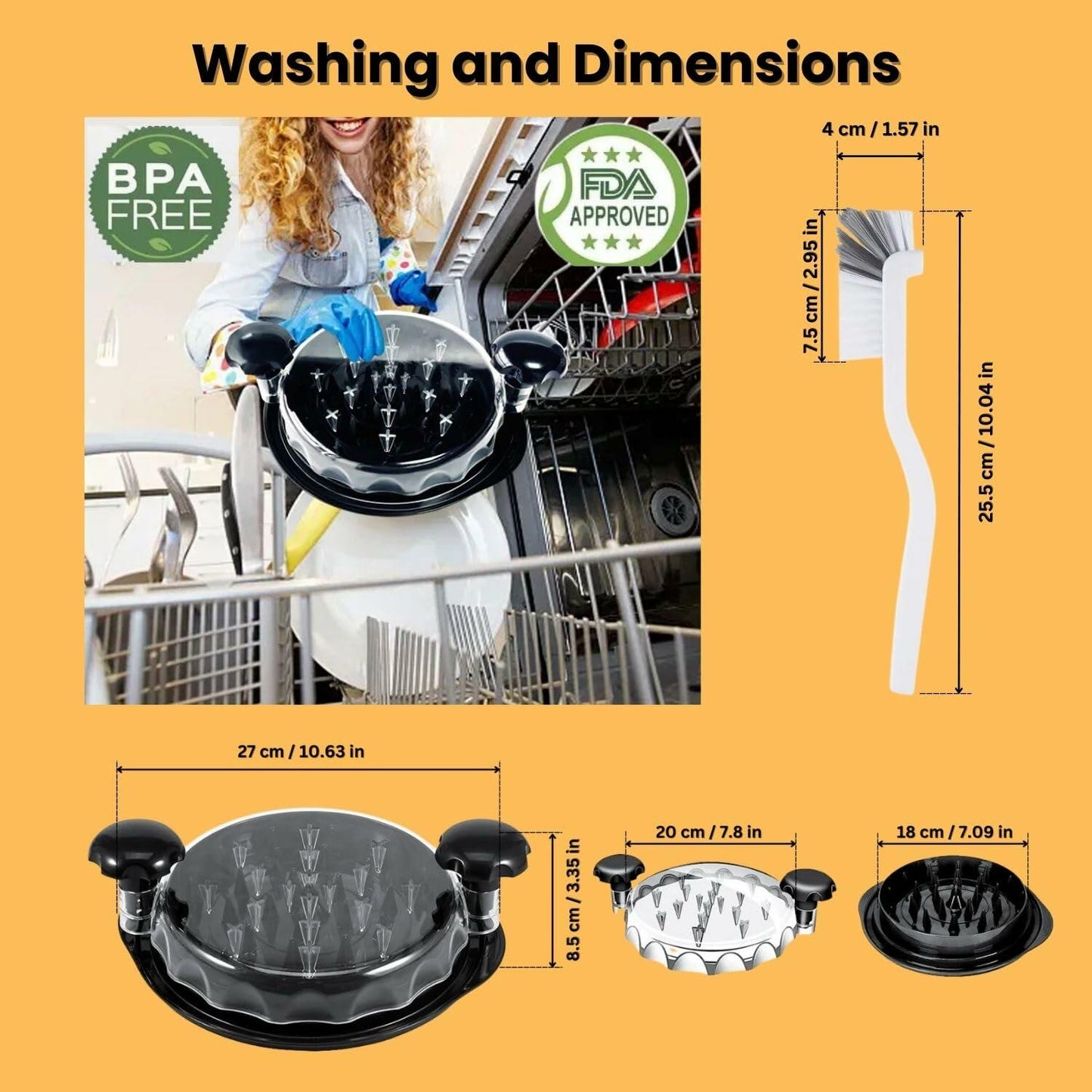 [Like New] CasaFusion Chicken Shredder with Cleaning Brush, Transparent Lid, Anti-Slip Base