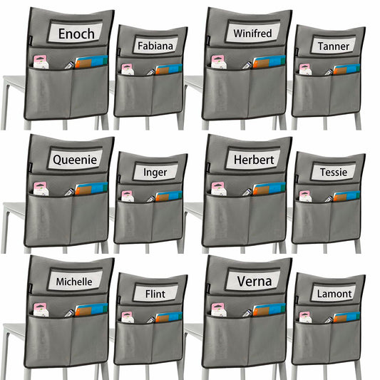 ANZORG Chairback Buddy Pocket Chart Classroom Organizer Grey 12 Pack