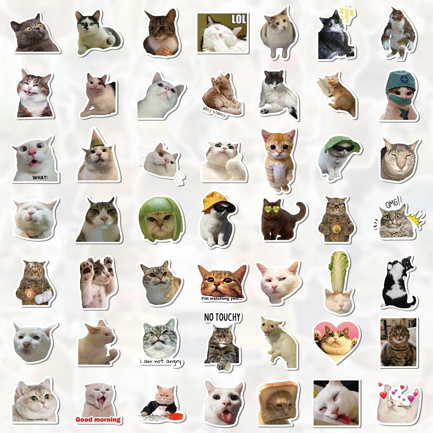 GizmoBox 100pcs Cute Cat Meme Stickers Waterproof Vinyl Decals for Laptop Kids