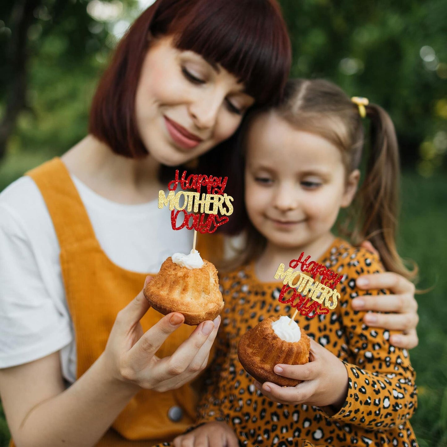 Ephlyn 24pcs Mother’s Day Cupcake Toppers Glitter Butterfly Pink Cake Decor