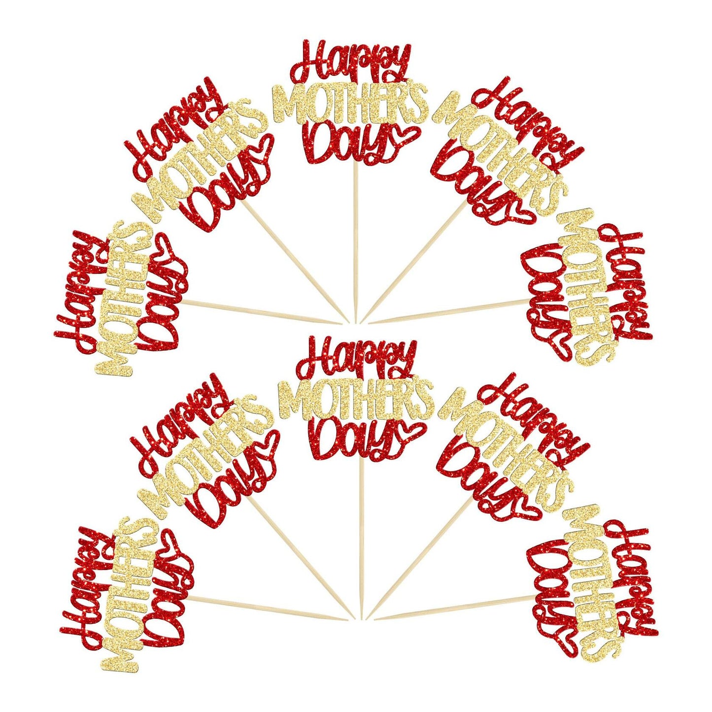 Ephlyn 24pcs Mother’s Day Cupcake Toppers Glitter Butterfly Pink Cake Decor