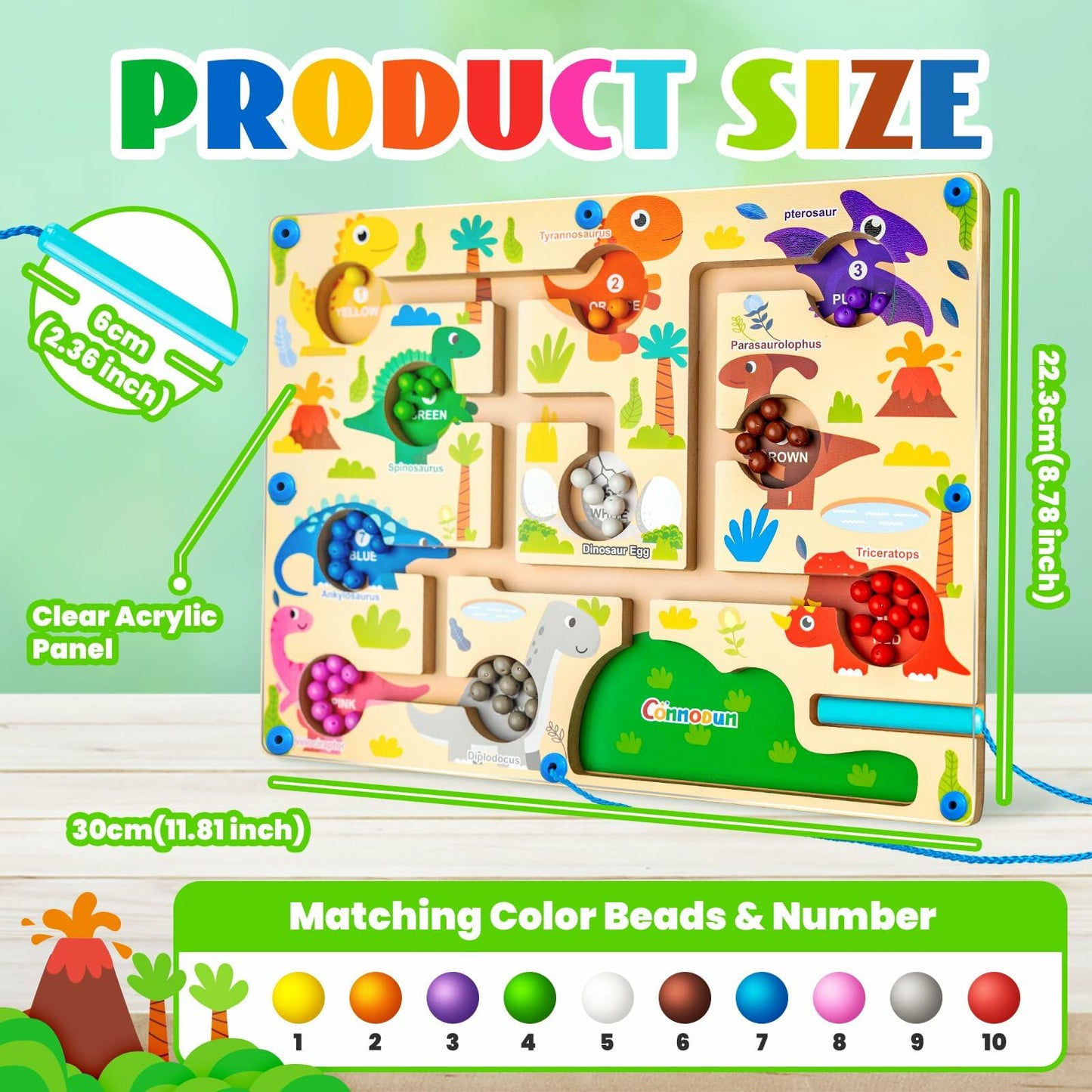 Commodum Magnetic Dinosaur Number Maze Wooden Puzzle Toddler Toy 3-5 Years