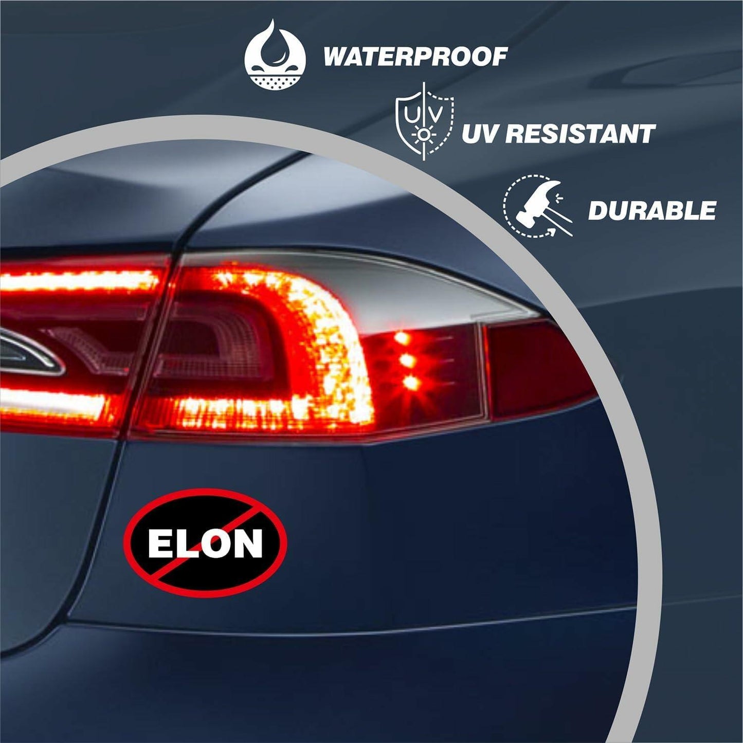 Generic 6PCS Waterproof Elliptical No Elon Window Bumper Stickers Black White