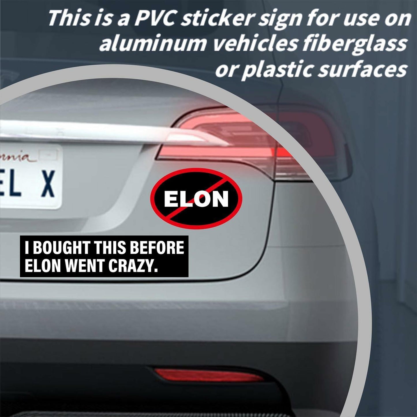 Generic 6PCS Waterproof Elliptical No Elon Window Bumper Stickers Black White