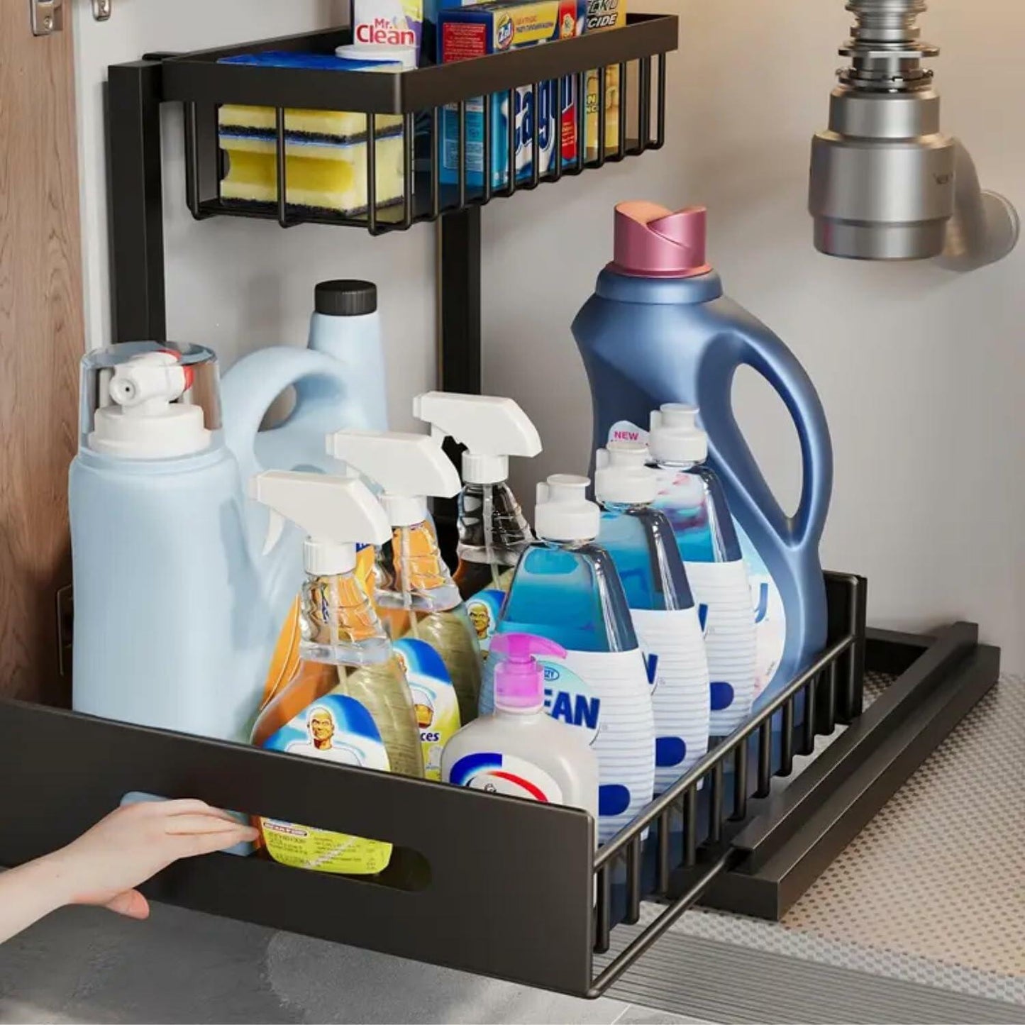 [Like New] NGR Under Sink Organizer Cabinet Storage Shelf Black 14.2x10.6x11in