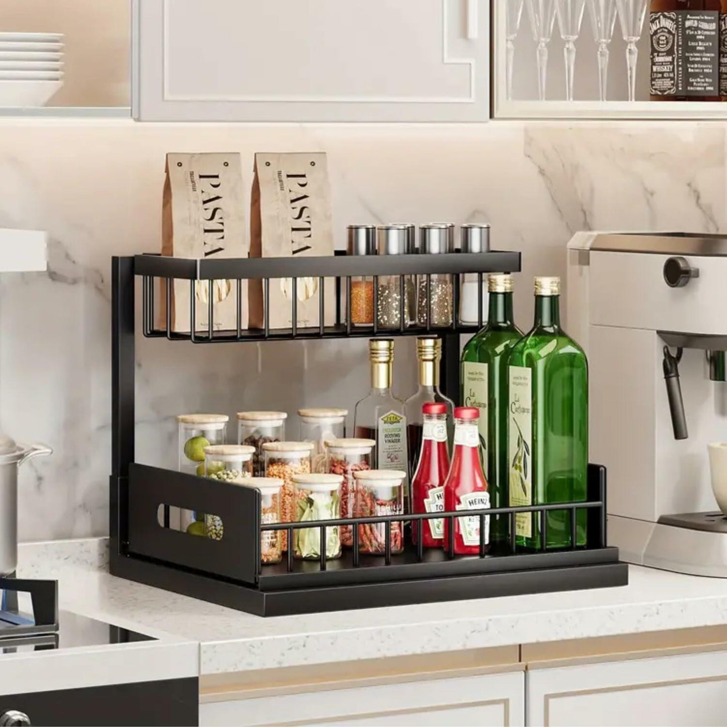 [Like New] NGR Under Sink Organizer Cabinet Storage Shelf Black 14.2x10.6x11in