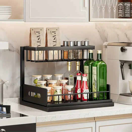 [Like New] NGR Under Sink Organizer Cabinet Storage Shelf Black 14.2x10.6x11in