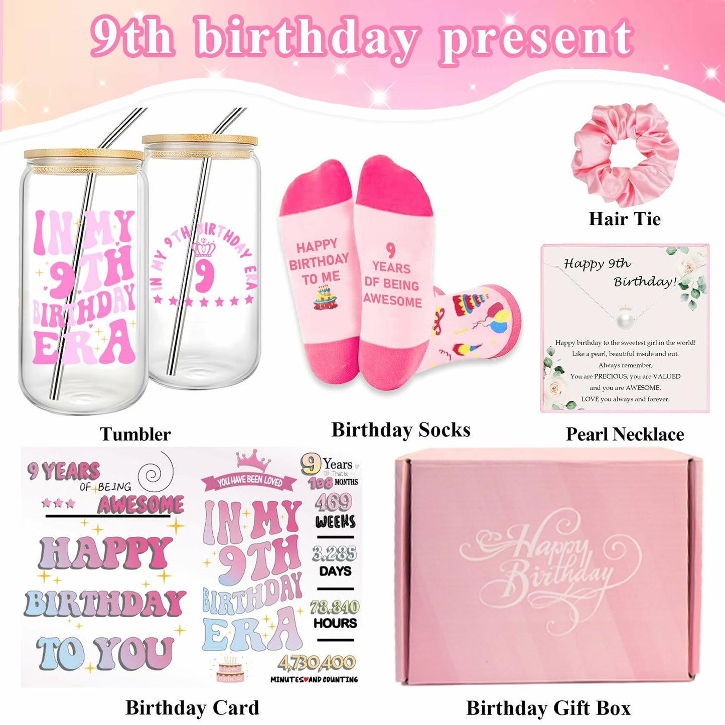 FUVLIFE 7 Year Old Girl Birthday Gifts Glass Decorations Theme 7 Size M 7