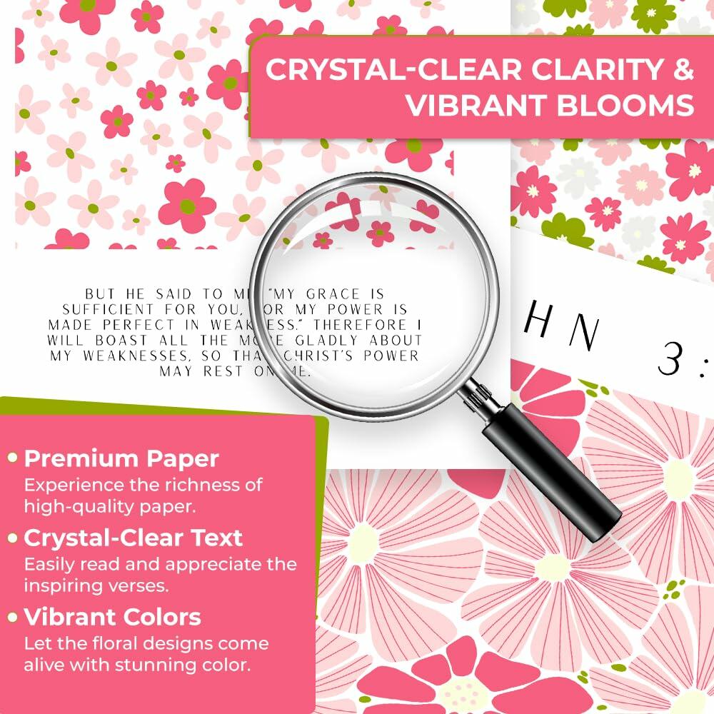 bqw Floral Bible Verse Wall Art Set of 6 Unframed 11x8.5 Scripture Prints