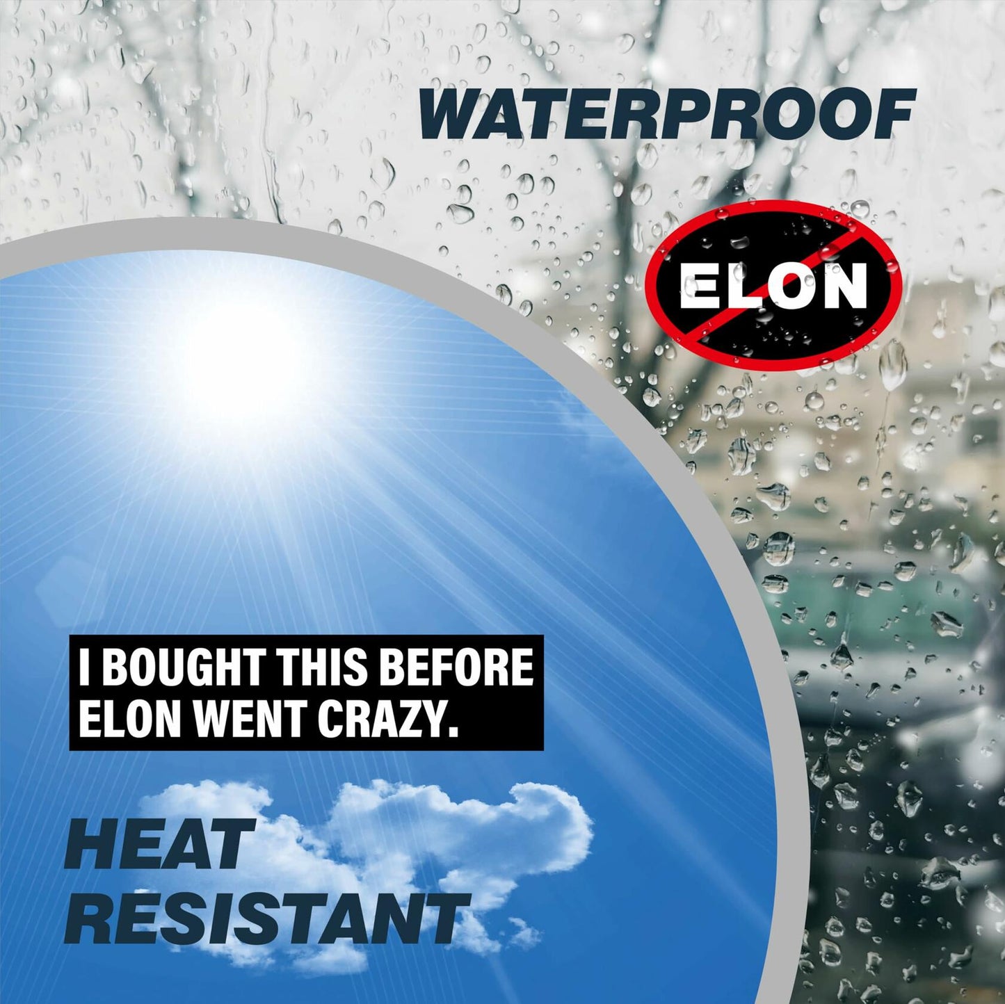 Generic 6PCS Waterproof Elliptical No Elon Window Bumper Stickers Black White