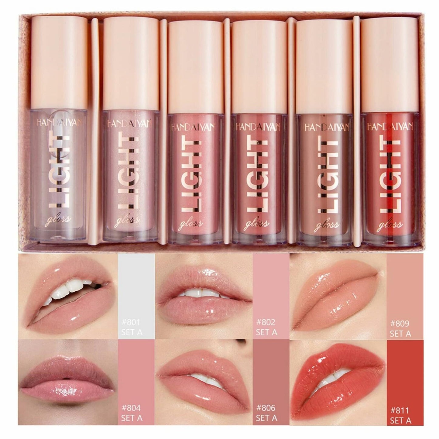 MAEPEOR Moisturizing Lip Gloss Set 6PCS Neutral Nude Hydrating 1 Fl Oz
