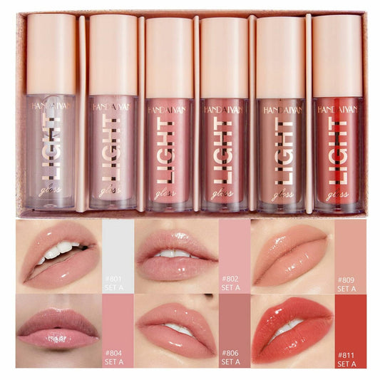 MAEPEOR Moisturizing Lip Gloss Set 6PCS Neutral Nude Hydrating 1 Fl Oz