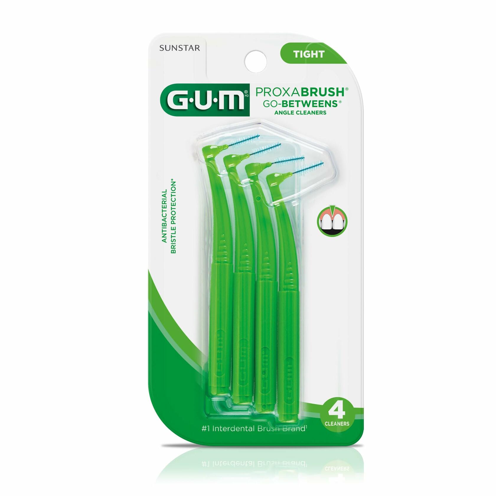 GUM Proxabrush Go-Betweens Angled Soft Interdental Brushes 4 Count Green