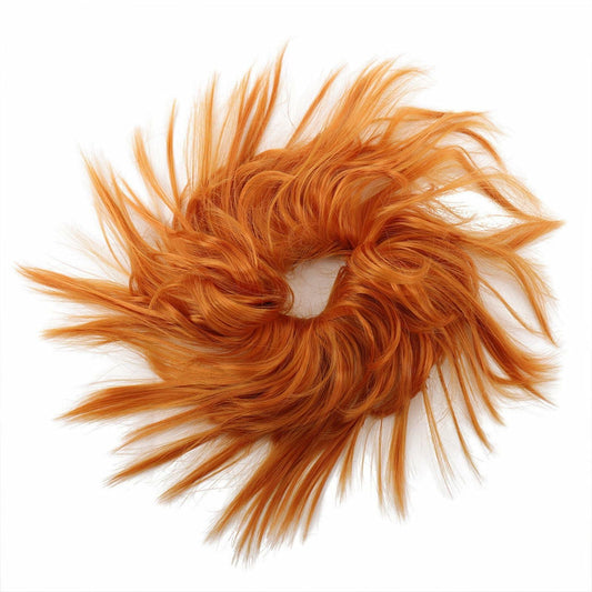 Sonew Messy Bun Hair Piece Ponytail Tousled Updo Soft High Elastic Orange