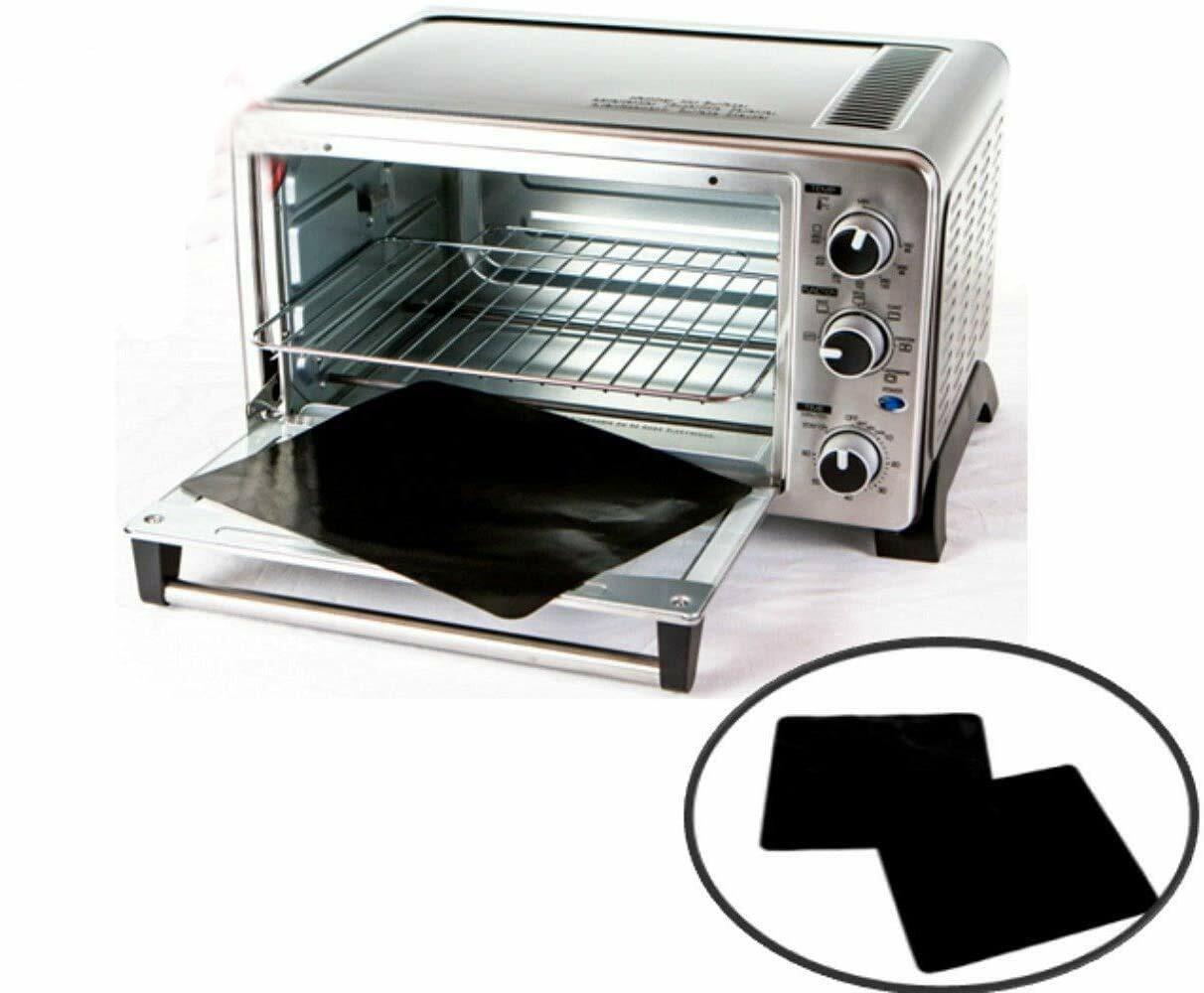 bouti1583 TWO-PACK 11" Non-Stick Toaster Oven Liners Black Dishwasher Safe