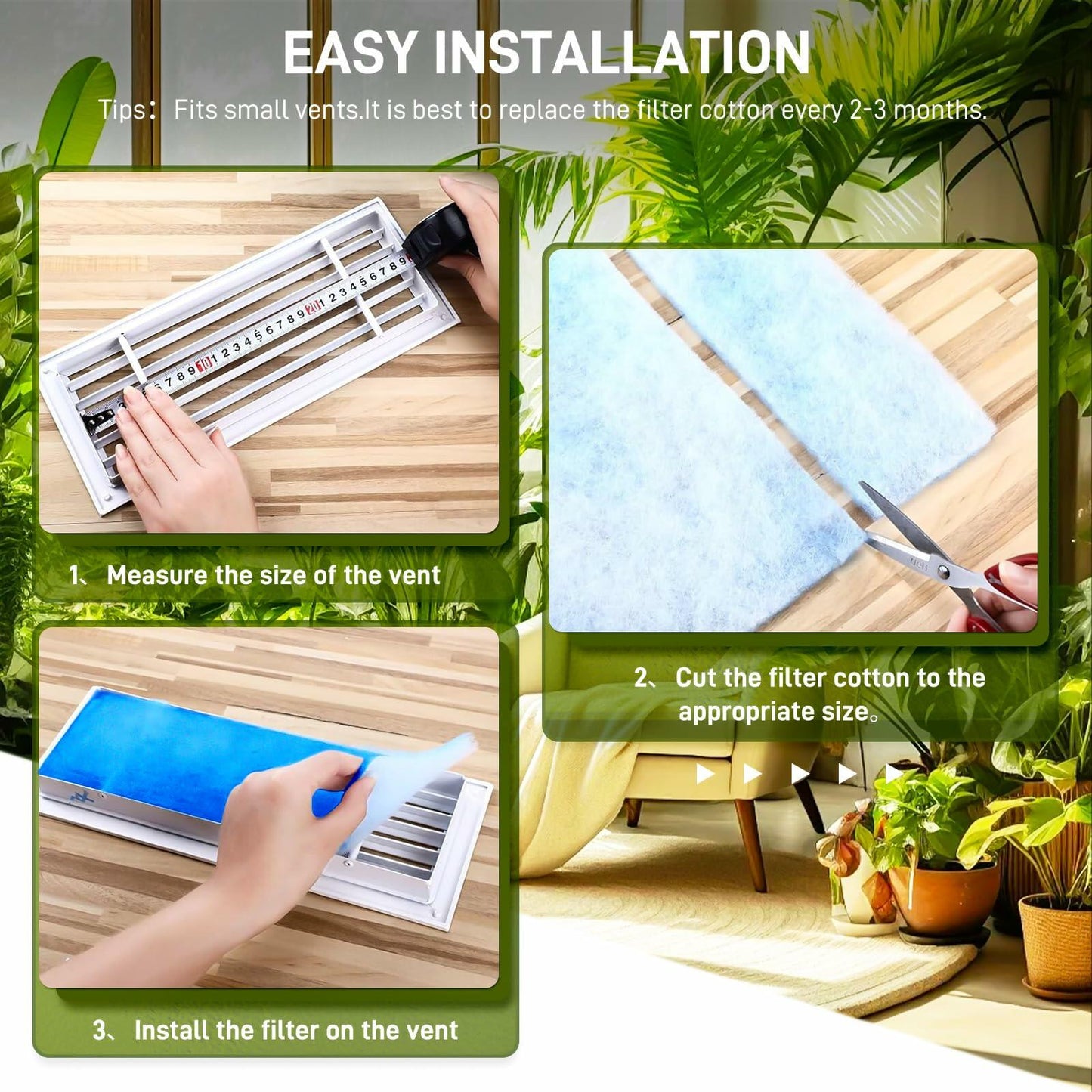 12 Pack Air Vent Filters 4x10in MERV 8 Triple Layer Electrostatic Floor Filters