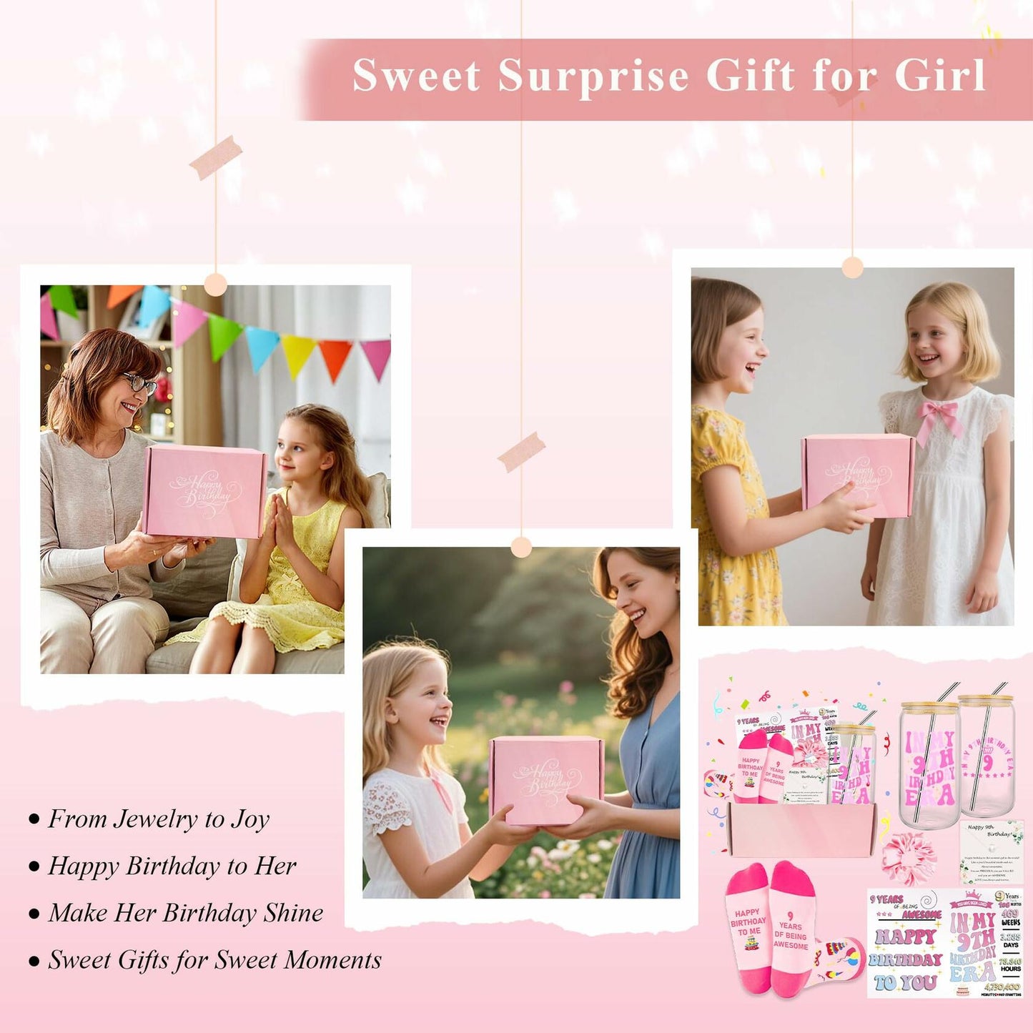 FUVLIFE 7 Year Old Girl Birthday Gifts Glass Decorations Theme 7 Size M 7