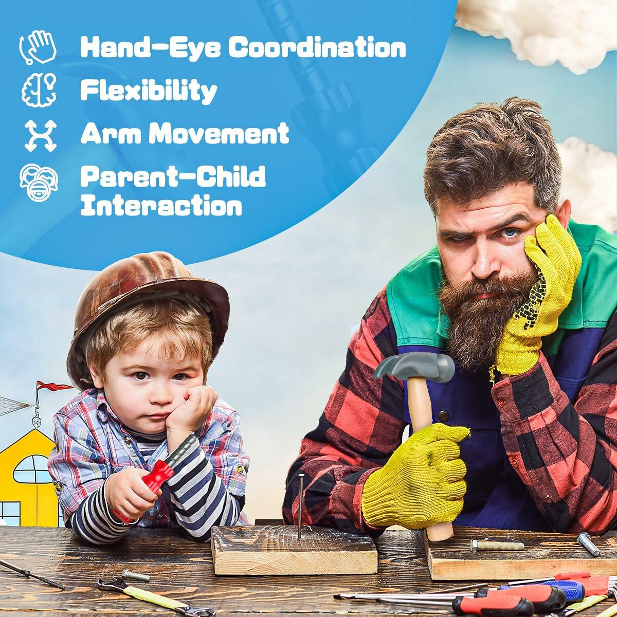 SMILESSKIDDO 4Pcs Toddler Plastic Toy Hammer Set Simulation Tools