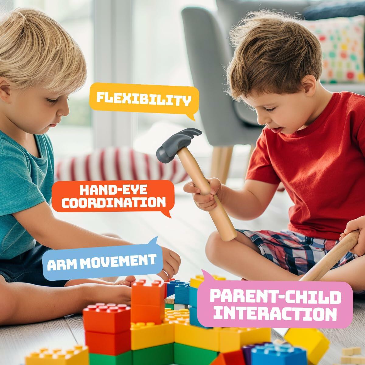 SMILESSKIDDO 4Pcs Toddler Plastic Toy Hammer Set Simulation Tools