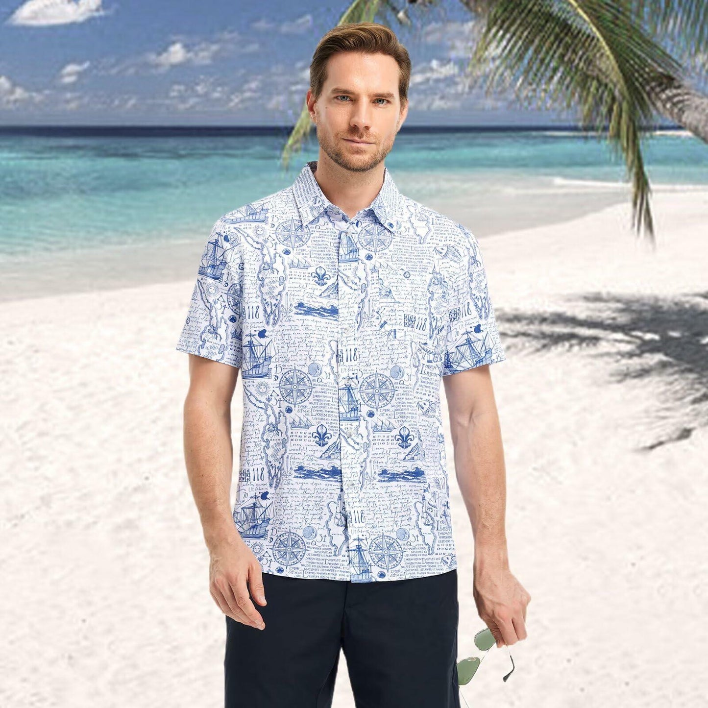 M MAELREG Men’s Floral Button Down Shirt Casual Summer Beach Cruise Top