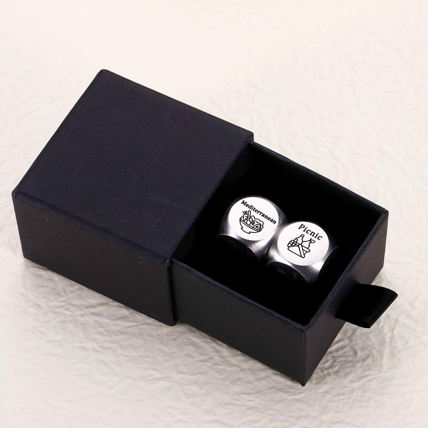 Pawzity Date Decision Dice for Couples Valentines Gifts - 2 Pcs Stainless Steel