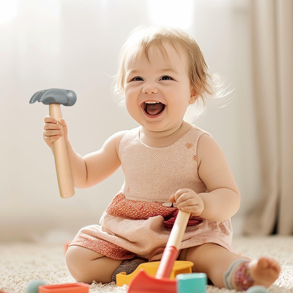 SMILESSKIDDO 4Pcs Toddler Plastic Toy Hammer Set Simulation Tools