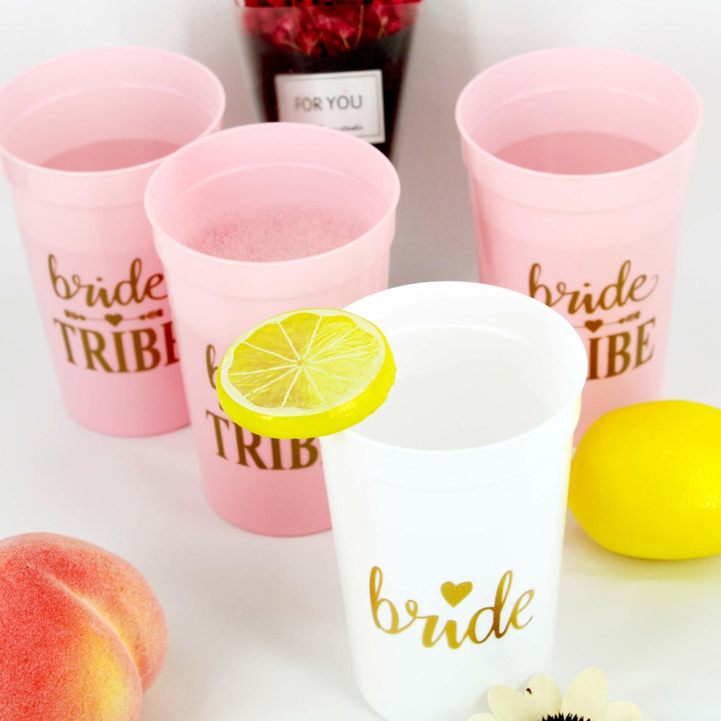 [Like New] LADY&HOME Plastic Party Cups 16oz Reusable 15 Pack White Wedding