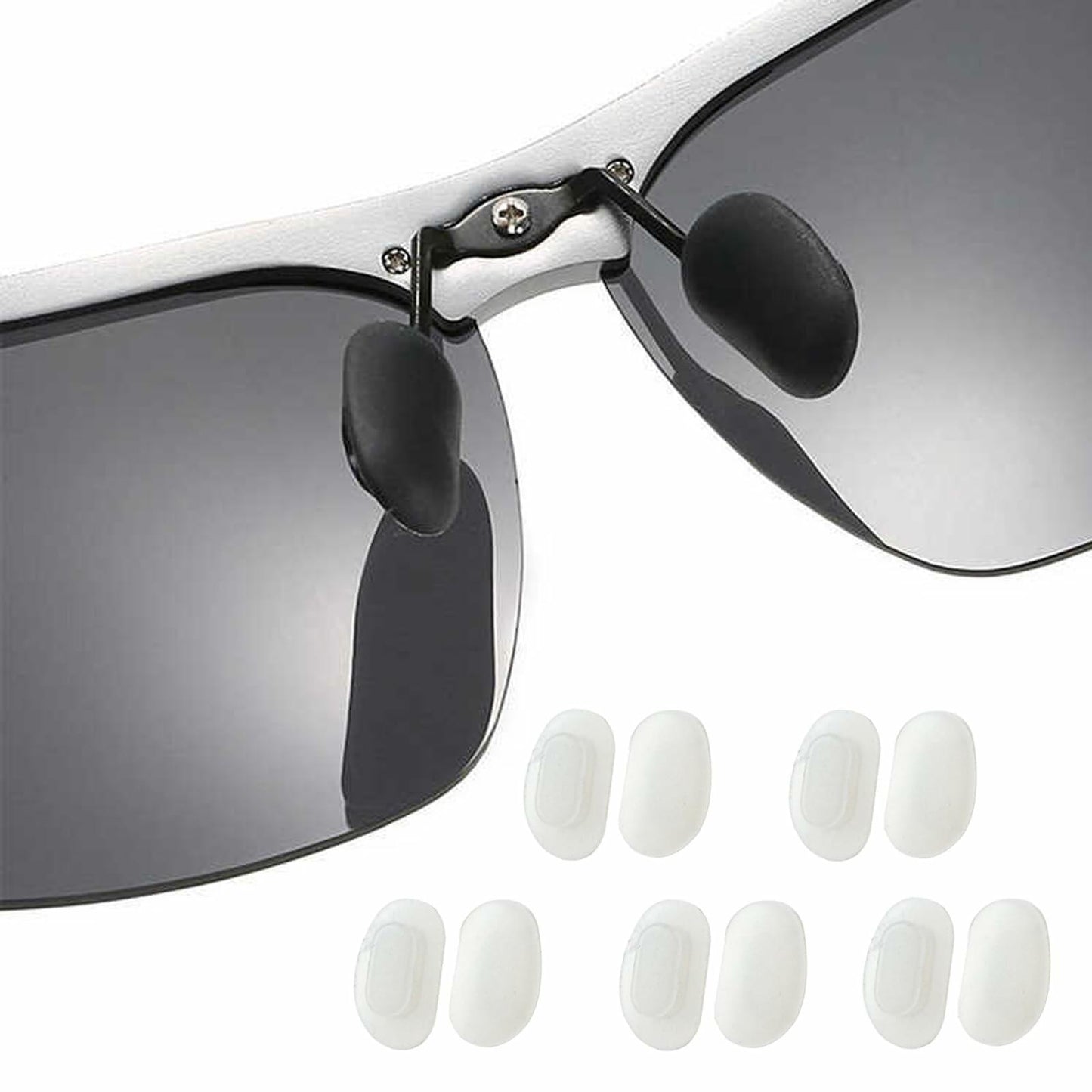 TORWOL 5 Pairs Silicone Glasses Nose Pads Push-in Anti-Slip Black Replacement