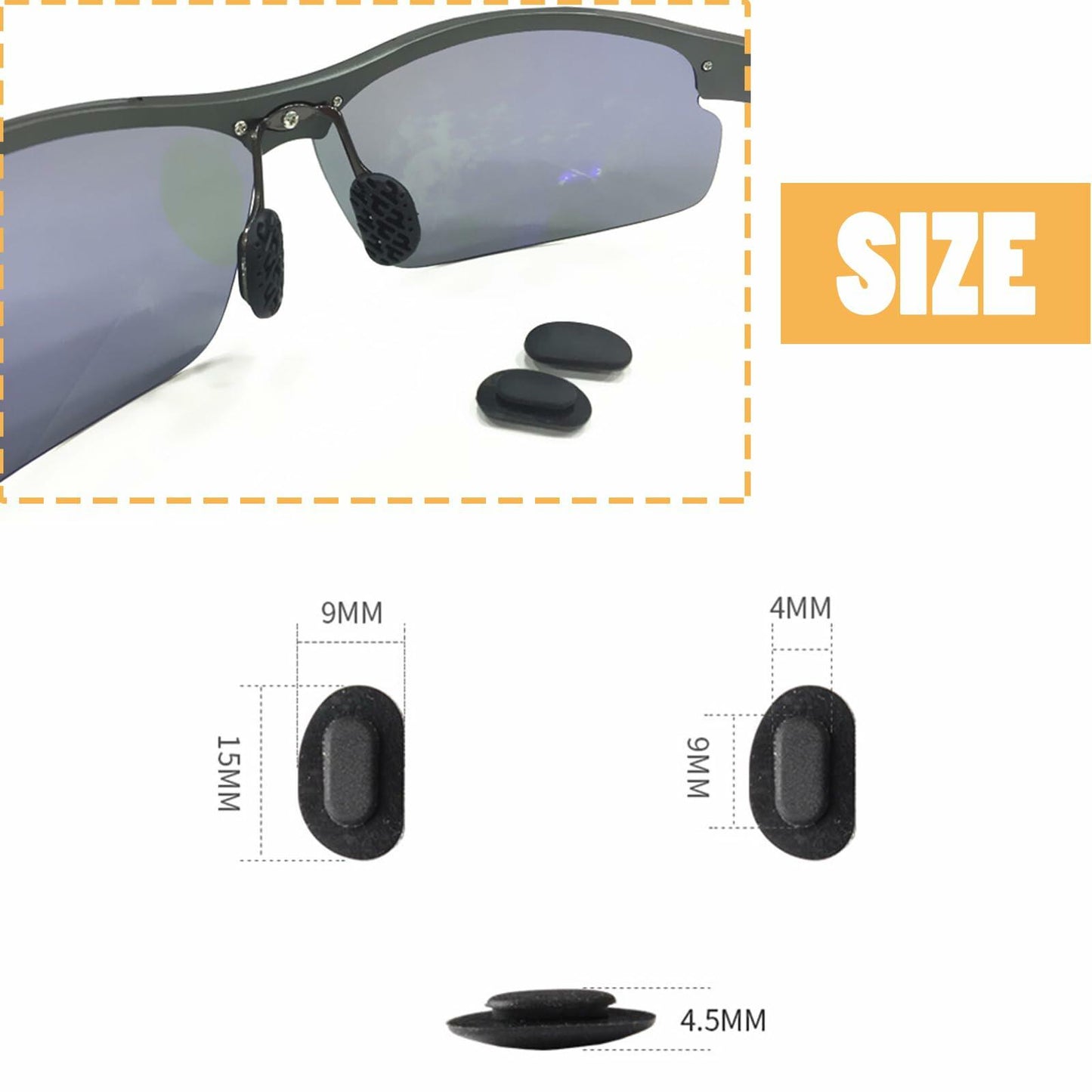 TORWOL 5 Pairs Silicone Glasses Nose Pads Push-in Anti-Slip Black Replacement