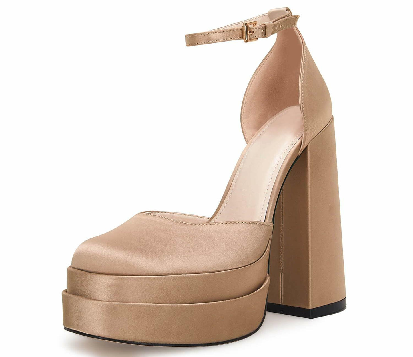 VETASTE Womens Platform Chunky Heels Ankle Strap Pumps Khaki