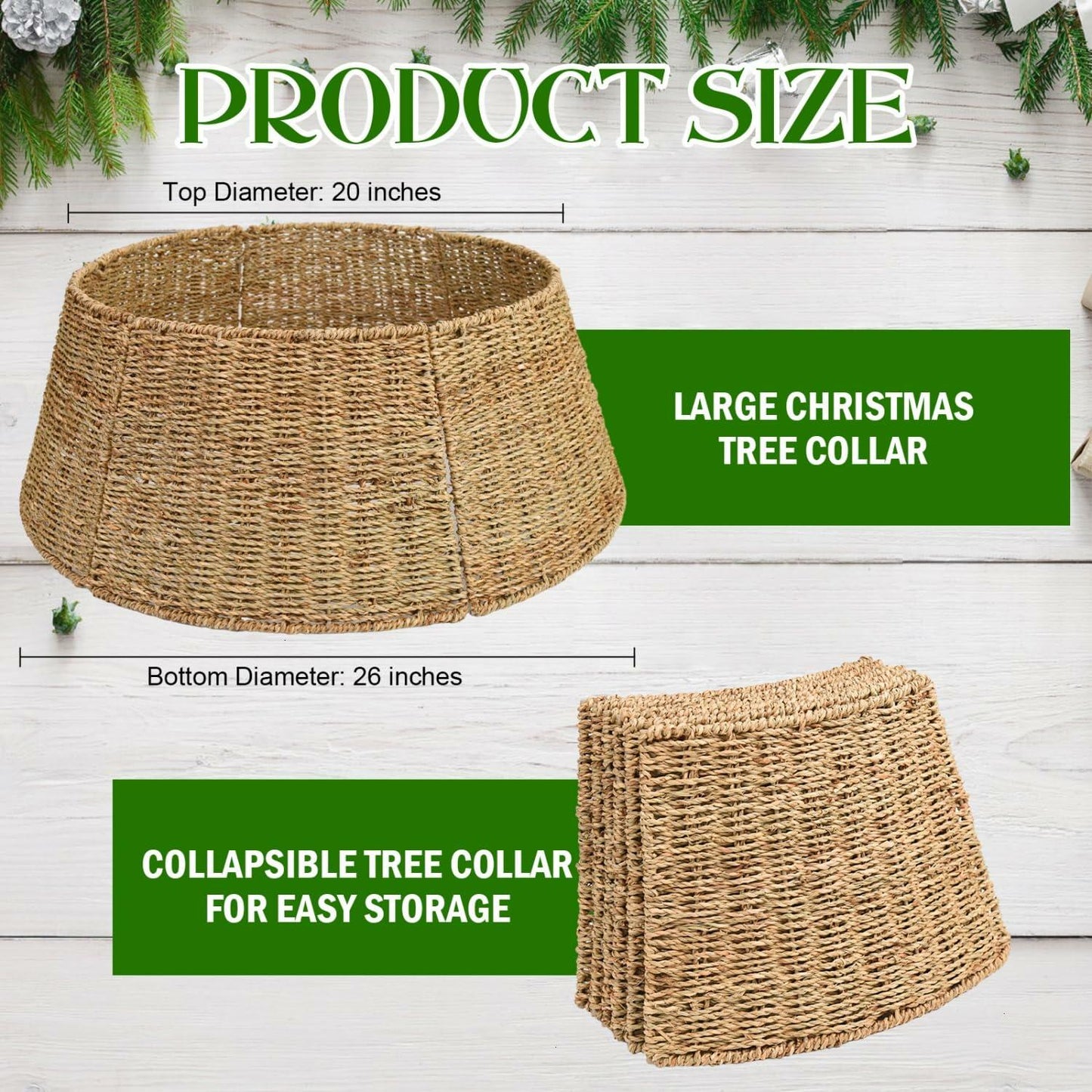 [Like New] Rocinha Rattan Christmas Tree Collar 26" Rustic Farmhouse Style Seagrass Large